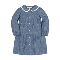 Hope & Henry Toddler Girls Long Sleeve Tiered Button Front Peter Pan Collar Dress