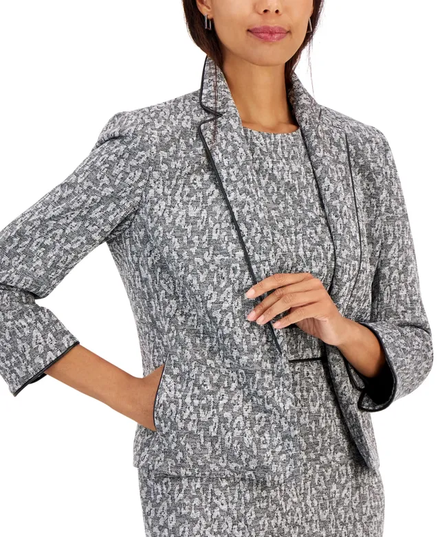 Kasper Petite 3/4-Sleeve Collarless Blazer