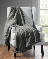 Brookstone Ribbed Faux Fur Heated Throw, 50" x 60"