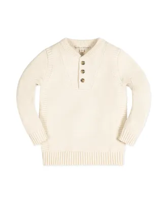 Hope & Henry Boys Organic Long Sleeve Henley Pullover Sweater with Rib Details