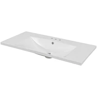 36 Single Bathroom Vanity Top With Basin, 3-Faucet Holes, Ceramic