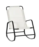 Outsunny Garden Rocking Chair, Outdoor Indoor Sling Fabric Rocker for Patio, Balcony, Porch, Cream White