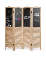 4-Panel Folding Divider Screen W/Chalkboard 5.7Ft Tall