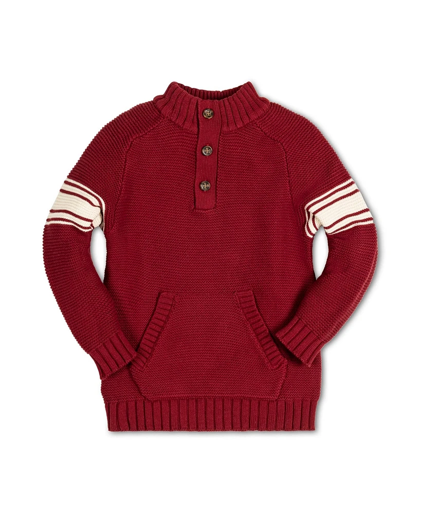 Hope & Henry Baby Boys Organic Long Sleeve Mock Neck Raglan Sweater with Kanga Pocket