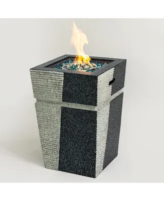 Simplie Fun Outdoor Concrete Fire Pit Column Propane Fire Pit Patio Gas Fire Pit - Light gray