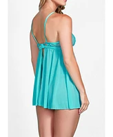 Hauty Women's Eyelash Lace and Mesh Babydoll Set