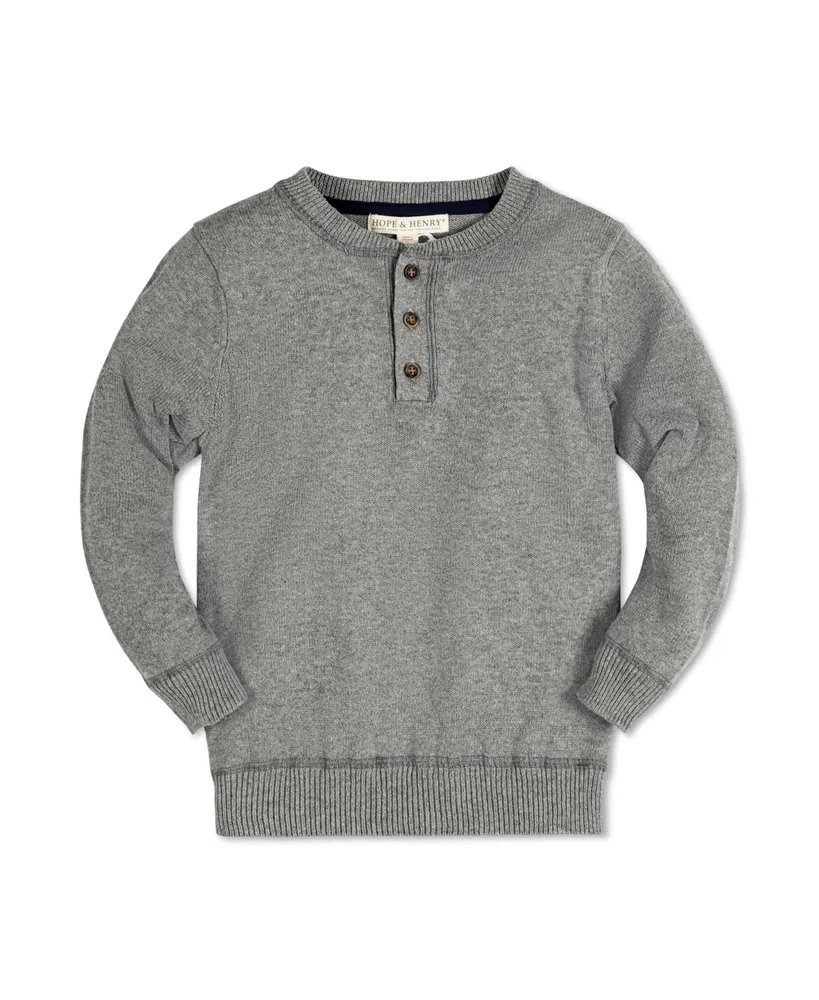 Hope & Henry Boys Organic Long Sleeve Henley Pullover Sweater