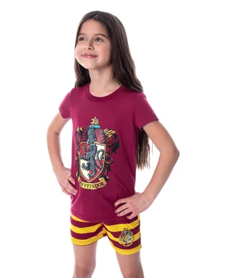 Harry Potter Girls' Hogwarts Castle House Crest T-Shirt and Shorts Kids Pajama Set