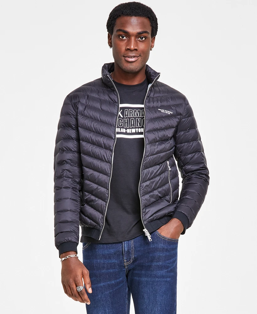 A|X Armani Exchange Men's Ribbed Puffer Jacket