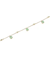 Lab-Grown Emerald Dangle Station Ankle Bracelet (1-1/5 ct. t.w.) in 14k Gold-Plated Sterling Silver