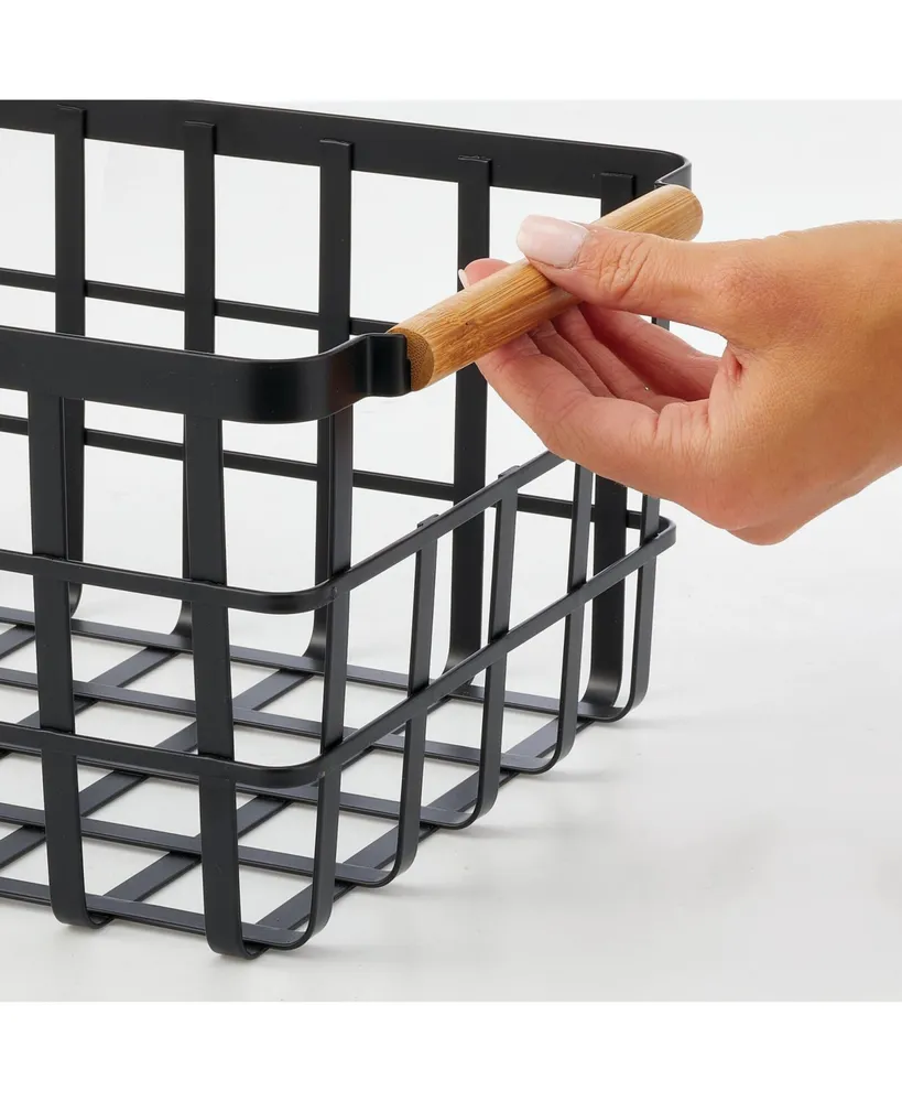 mDesign Metal Food Organizer Storage Basket - 4 Pack