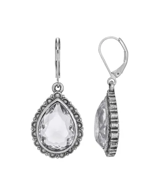 2028 Glass Silver-Tone Teardrop Earrings