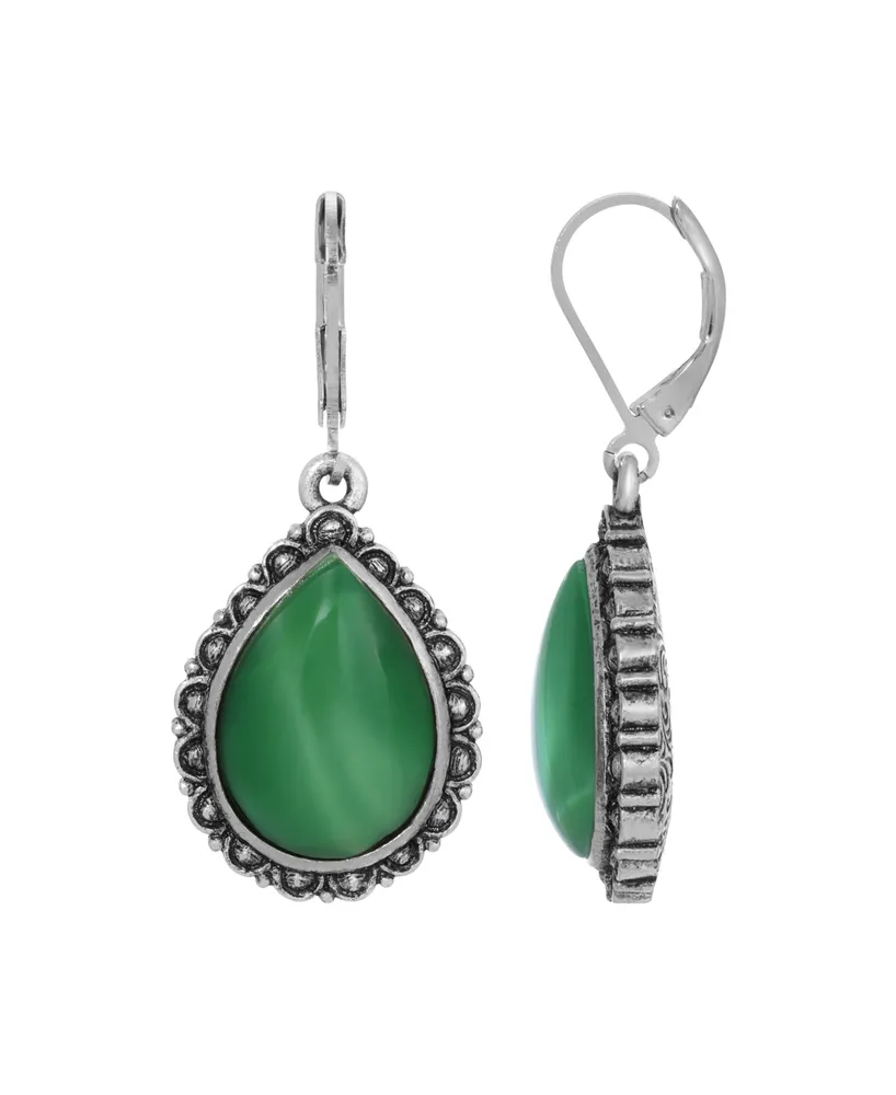 2028 Glass Silver-Tone Teardrop Earrings