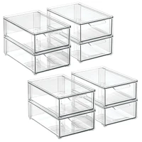 mDesign Stackable Kitchen Storage Bin Box with Pull-Out Drawer, XSmall - 8 Pack