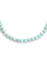 Bling Jewelry Amazonite Light Aqua Blue Round Gem Stone 10MM Bead Strand Necklace Western Jewelry For Women Silver Plated Clasp Inch