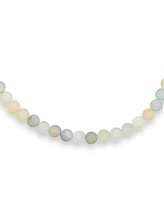 Bling Jewelry Plain Simple Very Light Aqua Multi Shades Natural Aquamarine Round 10MM Bead Strand Necklace For Women Silver Plated Clasp Inch