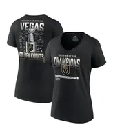 Women's Fanatics Black Vegas Golden Knights 2023 Stanley Cup Champions Signature Roster V-Neck T-shirt