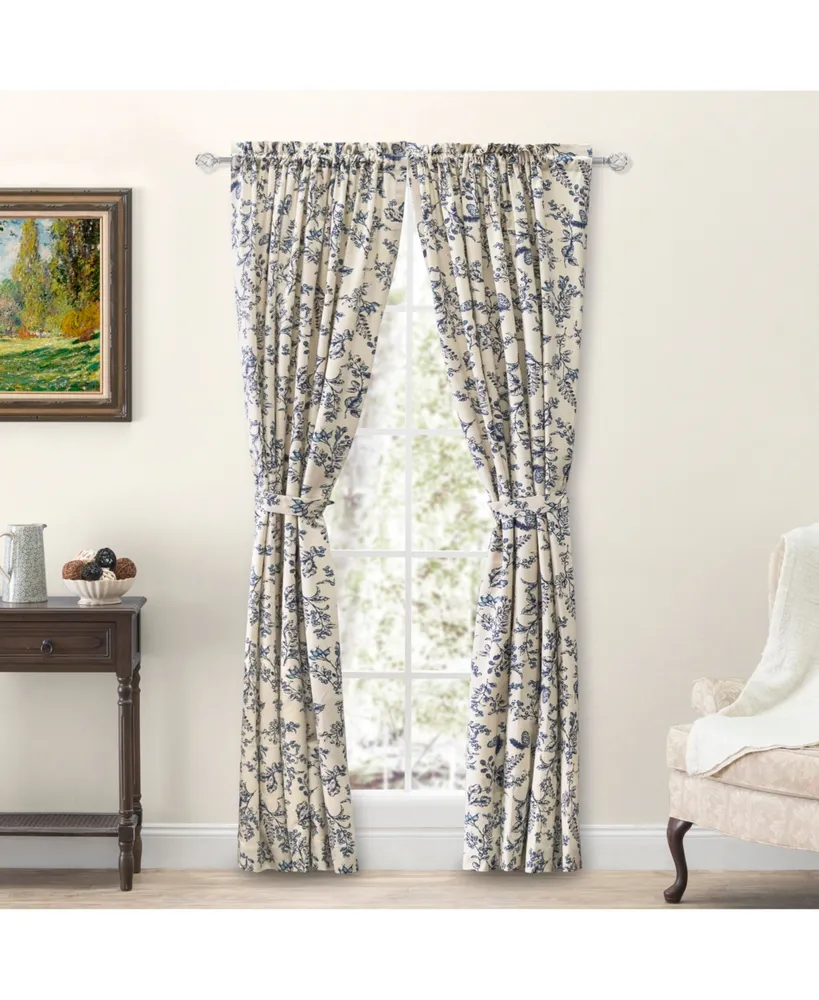Ricardo Waverly Gardens Tailored Curtain Panel Curtain Pair with tiebacks 84"W x 45"L