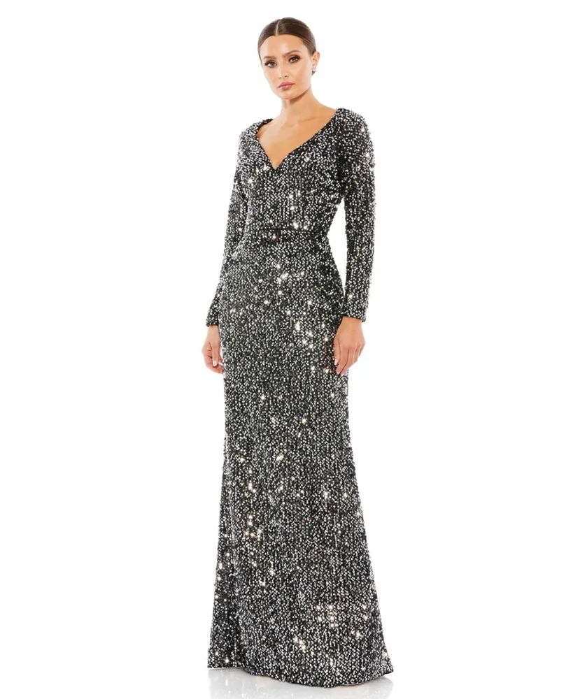 Women's Ieena Sequined V-Neck Long Sleeve Gown