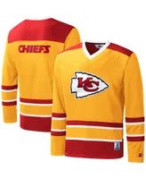 Men's Starter Gold Kansas City Chiefs Cross-Check V-neck Long Sleeve T-shirt