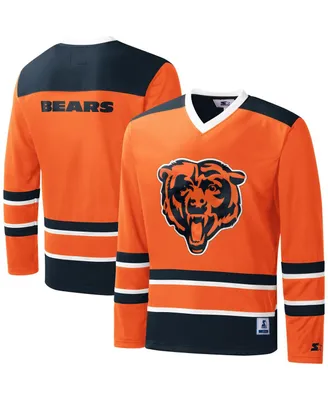 Men's Starter Orange Chicago Bears Cross-Check V-neck Long Sleeve T-shirt