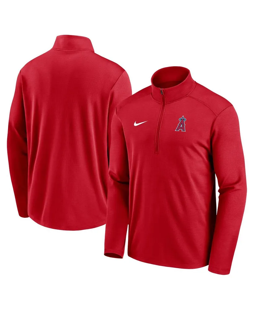 Men's Nike Red Los Angeles Angels Agility Pacer Lightweight Performance Half-Zip Top