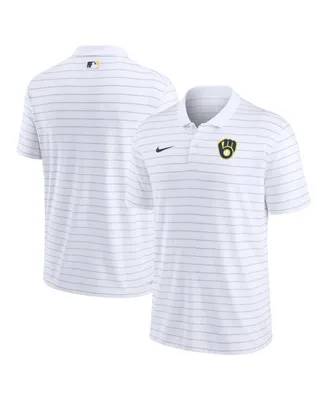 Men's Nike White Milwaukee Brewers Authentic Collection Victory Striped Performance Polo Shirt