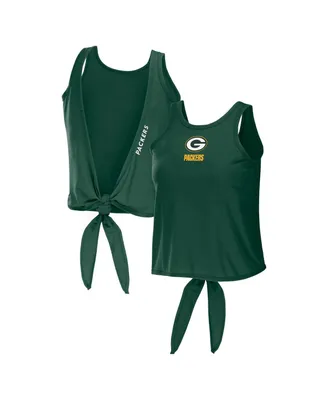 Women's Wear by Erin Andrews Green Green Bay Packers Open Back Twist Tie Tank Top