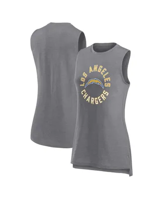 Women's Fanatics Heather Gray Los Angeles Chargers What Goes Around Tank Top
