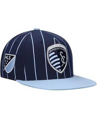 Men's Mitchell & Ness Navy Sporting Kansas City Team Pin Snapback Hat