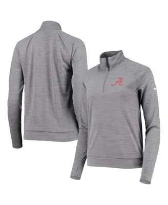 Women's Nike Heathered Gray Alabama Crimson Tide Pacer Raglan Performance Quarter-Zip Jacket