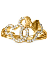 Disney Cubic Zirconia Mickey & Minnie Mouse Interlocking Ring in 18k Gold-Plated Sterling Silver