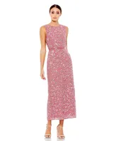 Women's Geometric Patterned Sequin Midi Dress