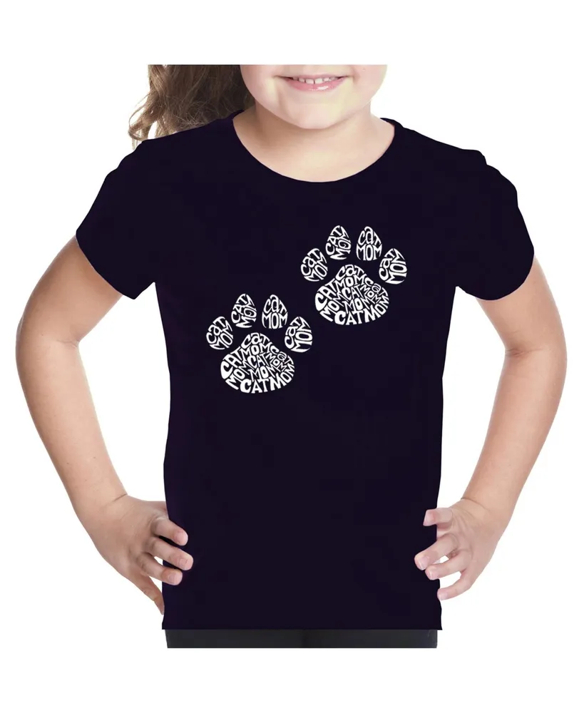 Big Girl's Word Art T-shirt - Cat Mom