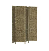 4-Panel Room Divider Brown 60.6"x63" Water Hyacinth