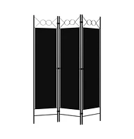 vidaXL 3-Panel Room Divider Black 47.2"x70.9"