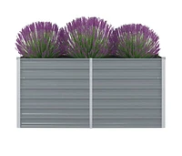 Raised Garden Bed 63"x31.5"x30.3" Galvanized Steel Gray