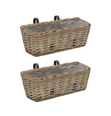 vidaXL Balcony Planter 2 pcs Wicker with Pe Lining 15.7"