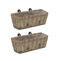 vidaXL Balcony Planter 2 pcs Wicker with Pe Lining 15.7"