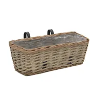 vidaXL Balcony Planter 2 pcs Wicker with Pe Lining 15.7"