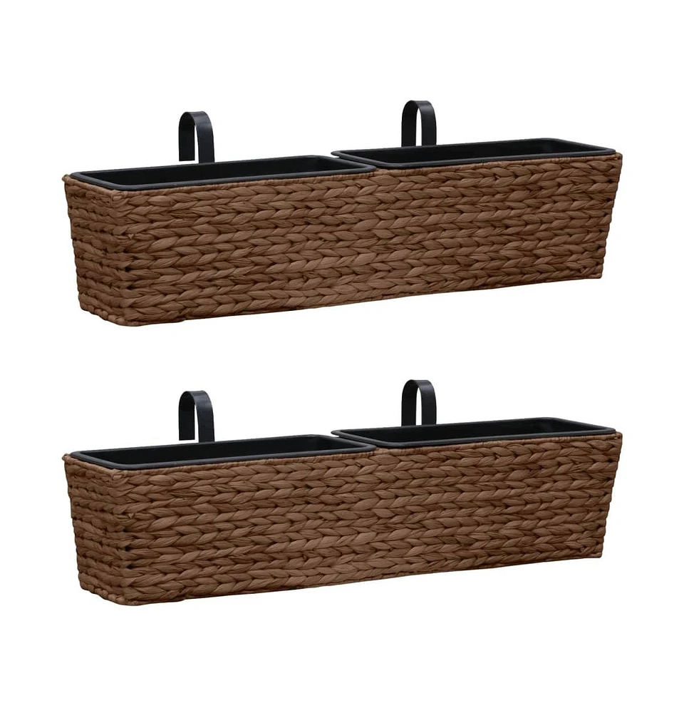 vidaXL Plant Pots 2 pcs Water Hyacinth Brown