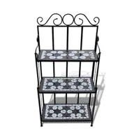 vidaXL Plant Stand Display Black White Mosaic Pattern