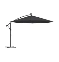Cantilever Garden Parasol with Led Lights Black 137.8"