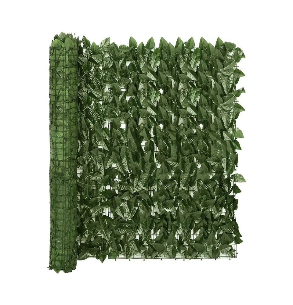 vidaXL Balcony Screen with Dark Green Leaves 196.9"x39.4"