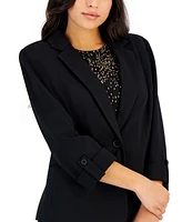 Ak Anne Klein Petite Notch-Lapel One-Button Blazer