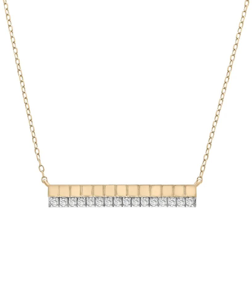 Audrey by Aurate Diamond Textured Bar 18 Pendant Necklace (1/6 ct