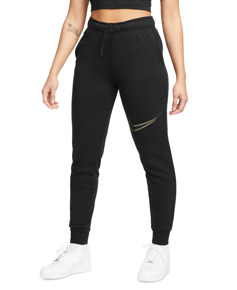 Nike Womens Club Fleece Mid Rise Pant - Black