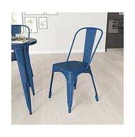 Banks Indoor/Outdoor Stacking Metal Dining Chair With Single Slat Back And Distressed Powder Coated Finish