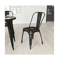 Banks Indoor/Outdoor Stacking Metal Dining Chair With Single Slat Back And Distressed Powder Coated Finish