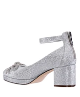 Nina Little Girls Daylin Ankle Strap Rhinestone Bow Dress Shoe